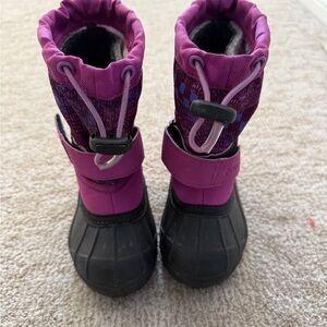 Purple and Black Columbia Powderbug snow boots toddler 6